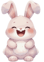 Hoppy, a bunny squidgy laughing