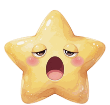 Twinkle, a yellow star squidgy, yawning